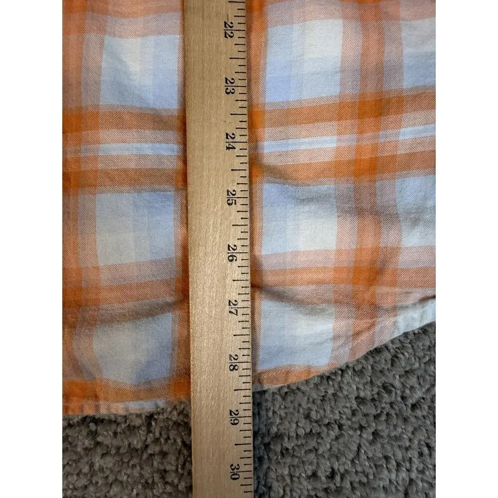 Columbia Shirt Mens M Orange Long Sleeve Button Up Plaid Lightweight Breathable